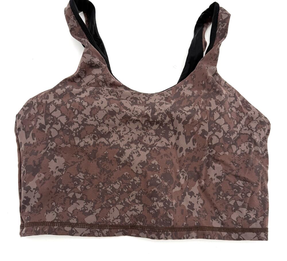 Varley Let's Go Walker Camo Brown Graphic Texture Sports Bra Size Medium